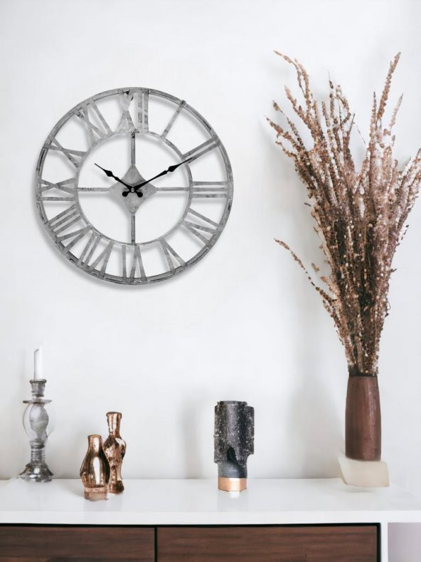 Galaxy DM30-GK Serisi Roma Rakamlı Metal Duvar Saati Gri 30 CM - Resim 3