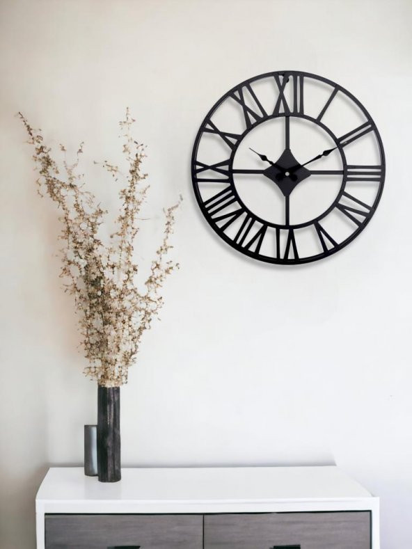 Galaxy DM30 Serisi Roma Rakamlı Metal Duvar Saati Siyah 30 CM - 3