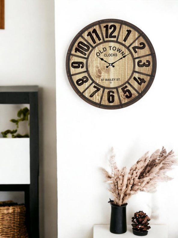 Galaxy Old Town Serisi Bölme Kadranlı Duvar Saati 50 Cm Fındık Renkli - Resim 3