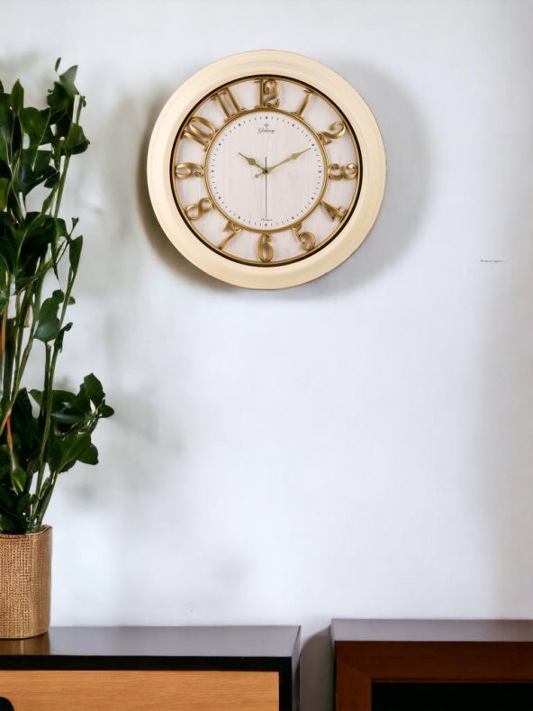 Galaxy Premium Serisi Eskitme Kabartma Kadranlı 50 cm Duvar Saati Beyaz - 3