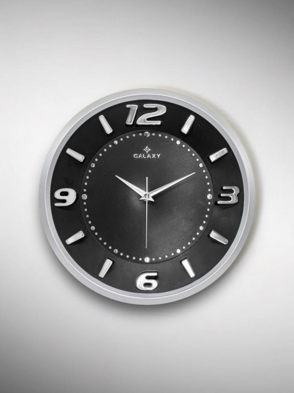 Galaxy Exclucive Kabartama Rakamlı Klasik Kadranlı 30 cm Duvar Saati Gri ürün görseli
