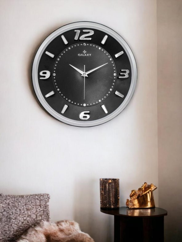 Galaxy Exclucive Kabartama Rakamlı Klasik Kadranlı 30 cm Duvar Saati Gri - Resim 2