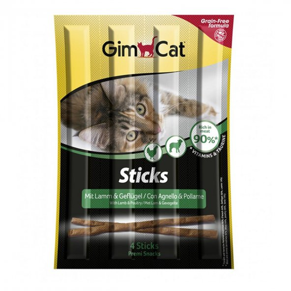 Gimcat Sticks Kuzu Etli Tavuklu Tahılsız Kedi Ödül Çubukları 4_Lü 20 Gr