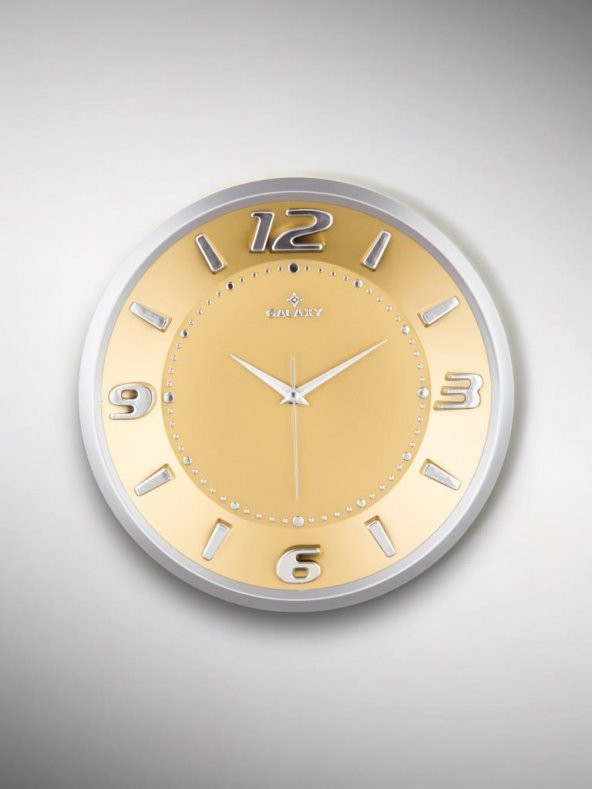 Galaxy Exclucive Kabartama Rakamlı Klasik Kadranlı 30 cm Duvar Saati Gold - 1