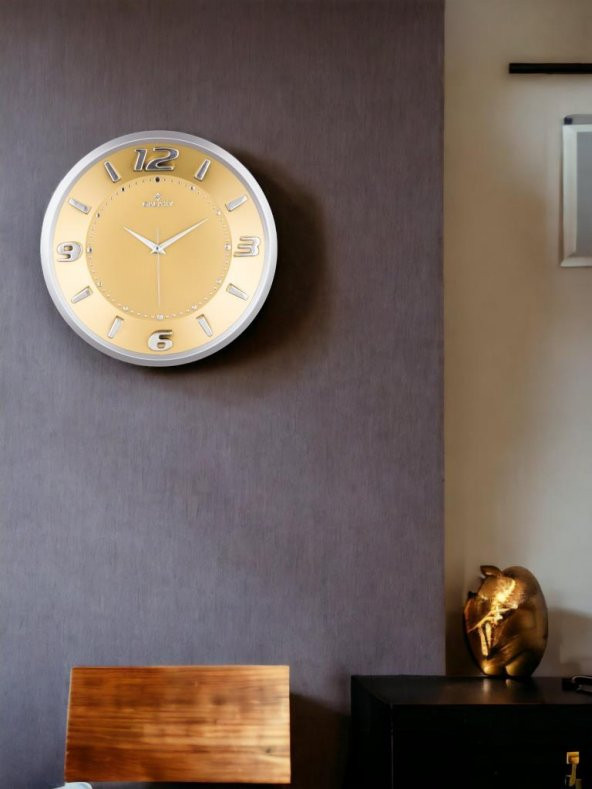 Galaxy Exclucive Kabartama Rakamlı Klasik Kadranlı 30 cm Duvar Saati Gold - 3