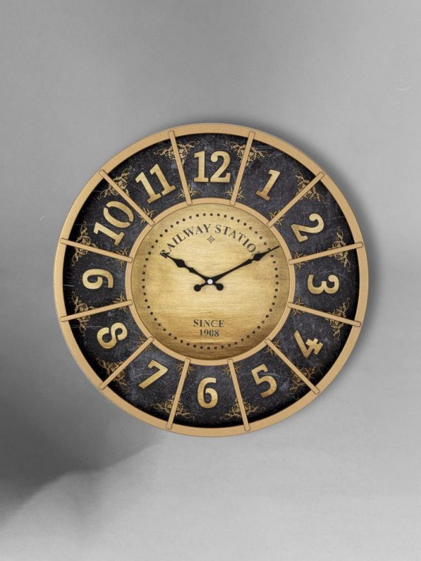 Galaxy Old Town Serisi Bölme Kadranlı Duvar Saati 50 Cm Gold Renk ürün görseli