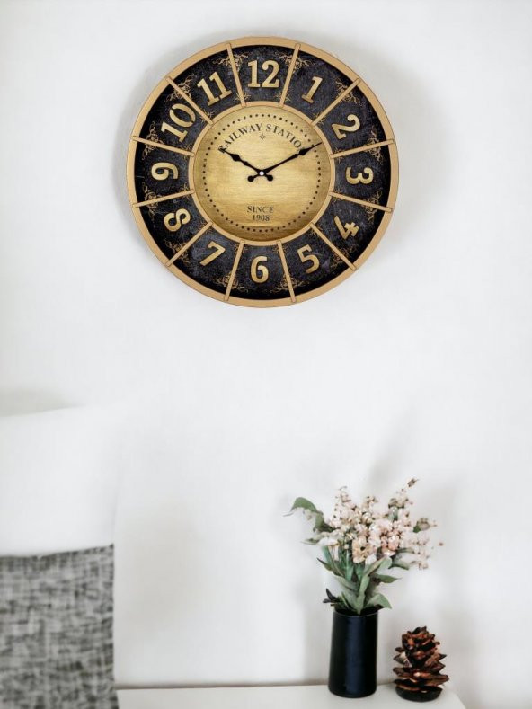 Galaxy Old Town Serisi Bölme Kadranlı Duvar Saati 50 Cm Gold Renk - Resim 3