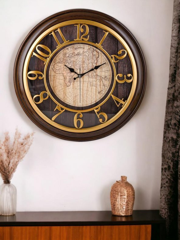 Galaxy Eskitme Dekoratif Kadranlı 50 cm Duvar Saati Koyu Kahve - Resim 2