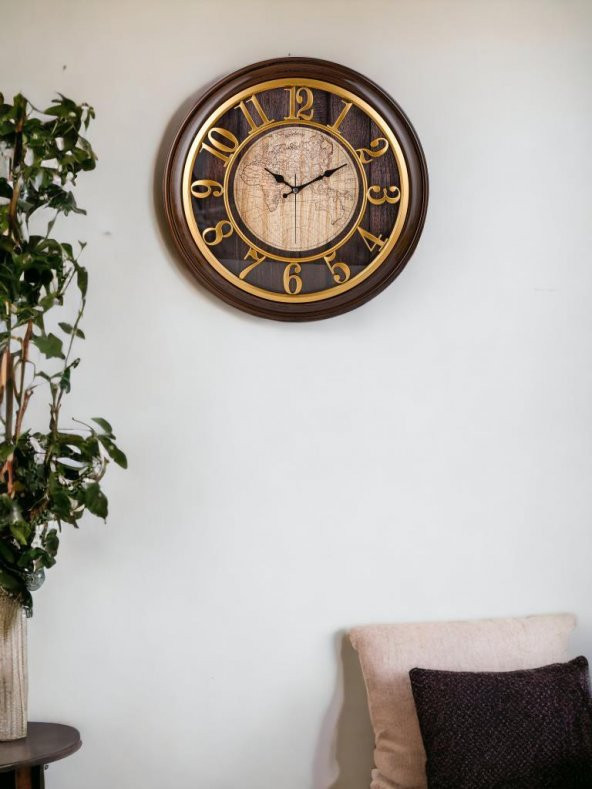 Galaxy Eskitme Dekoratif Kadranlı 50 cm Duvar Saati Koyu Kahve - Resim 3