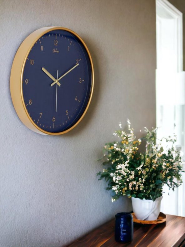 Galaxy D-218-A Siyah Kadran 30 CM Sessiz Akar Duvar Saati Gold - Resim 2