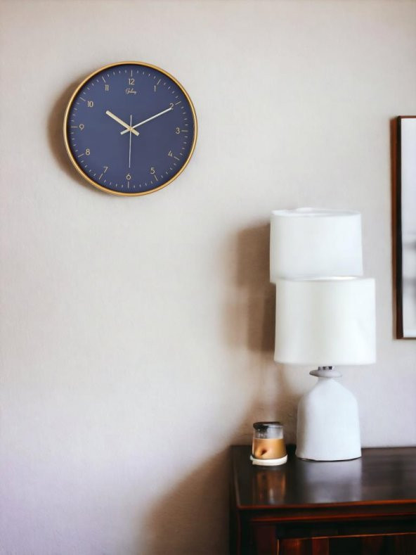 Galaxy D-218-A Siyah Kadran 30 CM Sessiz Akar Duvar Saati Gold - Resim 3