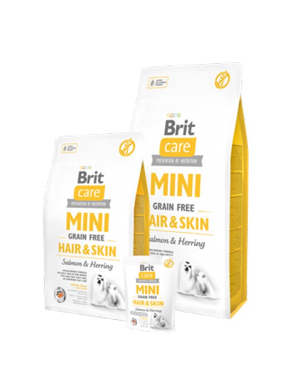 Brit Care Mini Hair Skın Somonlu ve Ringa Balıklı, Tahılsız, Köpek Maması 2kg