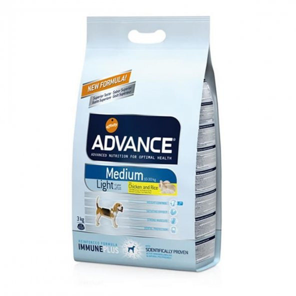 Advance Light Tavuklu ve Pirinçli Orta Irk Yetişkin Köpek Maması 3Kg