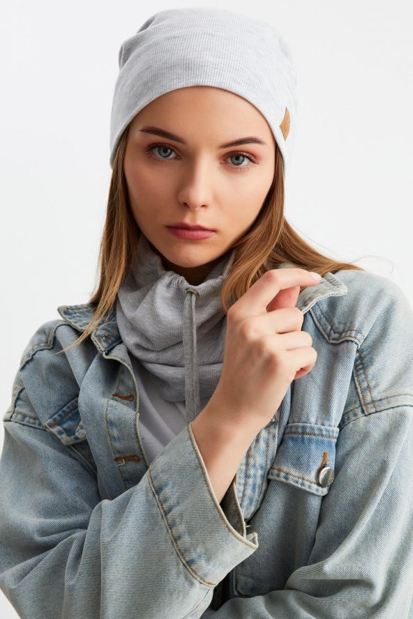 Melanj 3'ü BİR ARADA Balıkçı  Style Bere +İpli  Bere + Boyunluk Hafif, %100 Pamuklu Kışlık Set ürün görseli 1