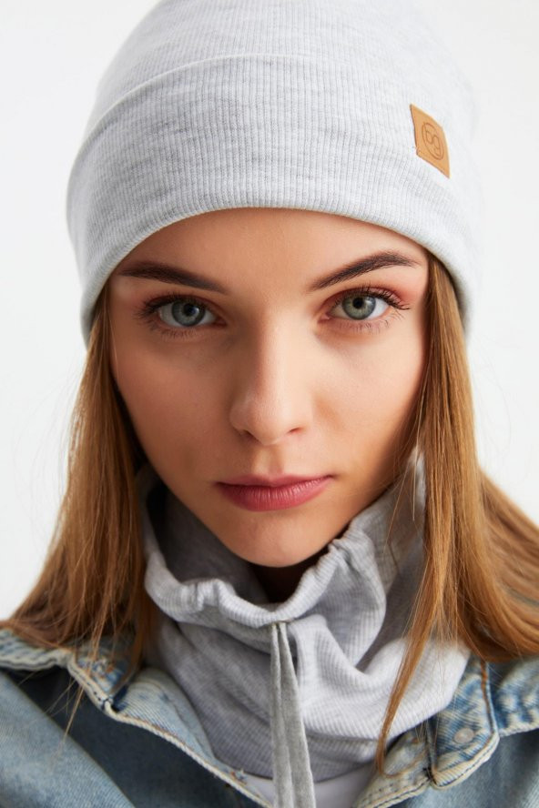 Melanj Kadın Balıkçı Style Pamuklu Kaşkorse, Terletmez, Ultra Hafif, Yumuşak Bere Boyunluk Takım - 2