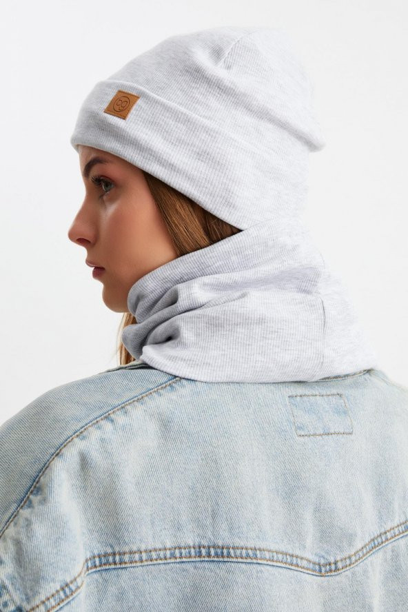 Melanj Kadın Balıkçı Style Pamuklu Kaşkorse, Terletmez, Ultra Hafif, Yumuşak Bere Boyunluk Takım - 5