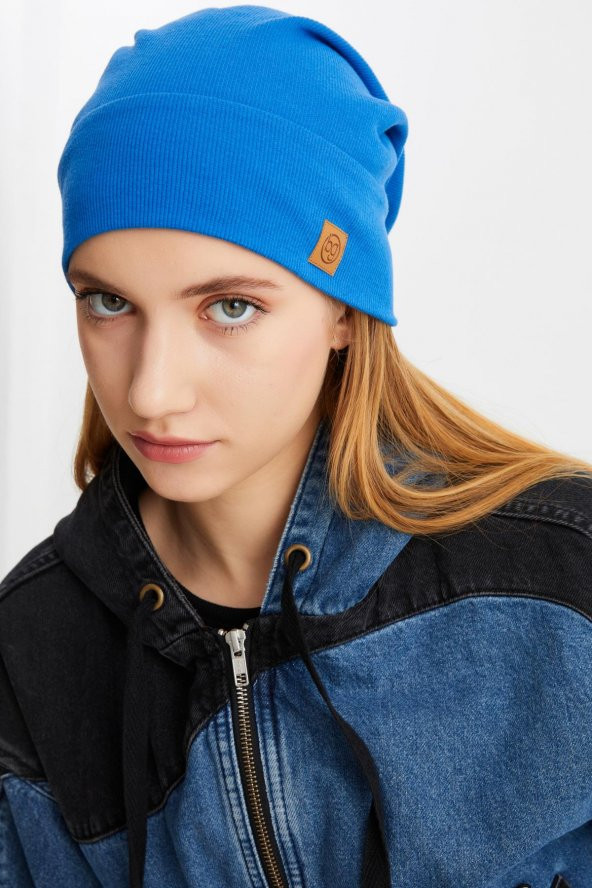 Mavi Kadın Pamuklu Kaşkorse, Terletmez, Ultra Hafif ve Yumuşak İpli Şapka Bere - 4