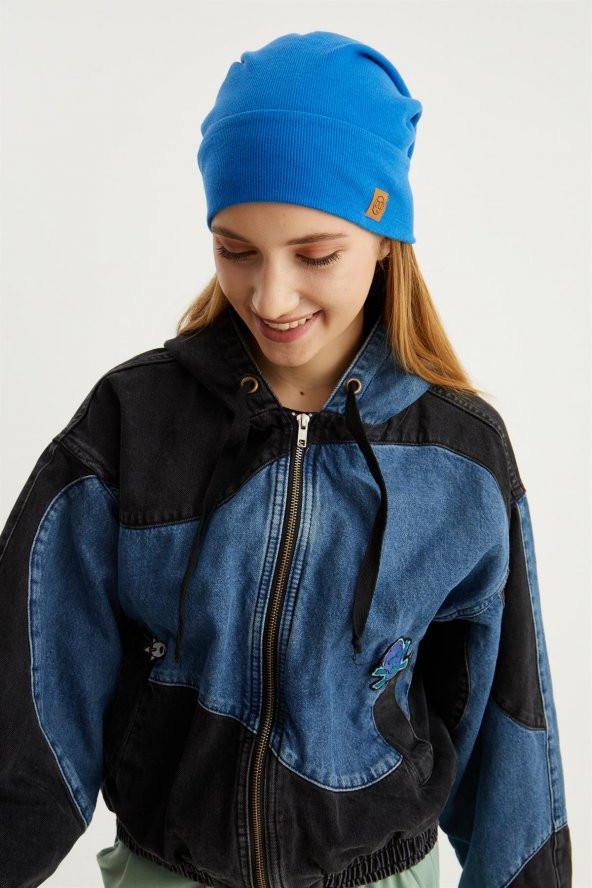 Mavi Kadın Pamuklu Kaşkorse, Terletmez, Ultra Hafif ve Yumuşak İpli Şapka Bere - 8