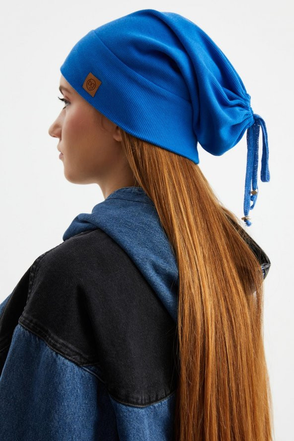 Mavi Kadın Pamuklu Kaşkorse, Terletmez, Ultra Hafif ve Yumuşak Bere Boyunluk Takım - Resim 5