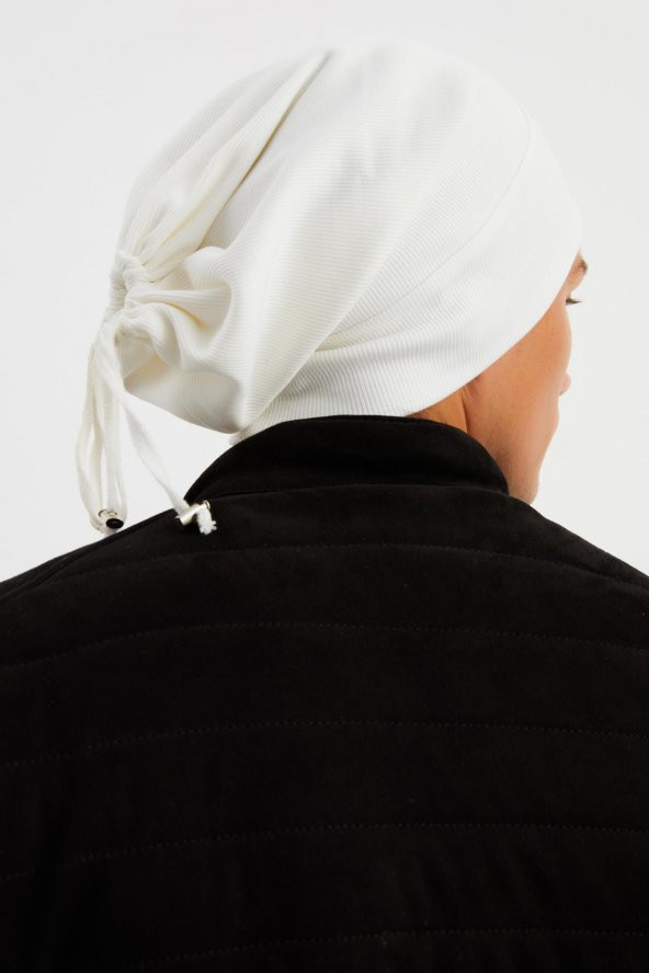 Beyaz Erkek Pamuklu Kaşkorse, Terletmez, Ultra Hafif ve Yumuşak İpli Şapka Bere - 5
