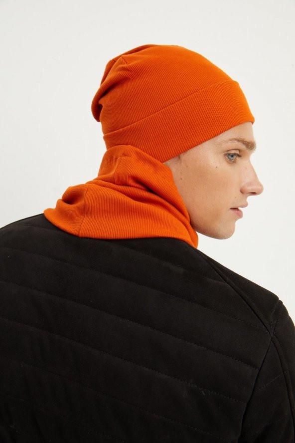 Kiremit Erkek Balıkçı Style Pamuklu Kaşkorse, Terletmez, Ultra Hafif, Yumuşak Bere Boyunluk Takım - 6