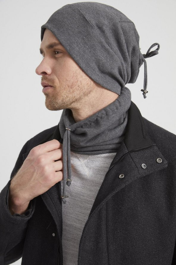 Füme Erkek Genç Businessman Füme ip detaylı Şapka Bere Boyunluk Takım Spor, Rahat, %100 pamuklu kaşkorse - 6