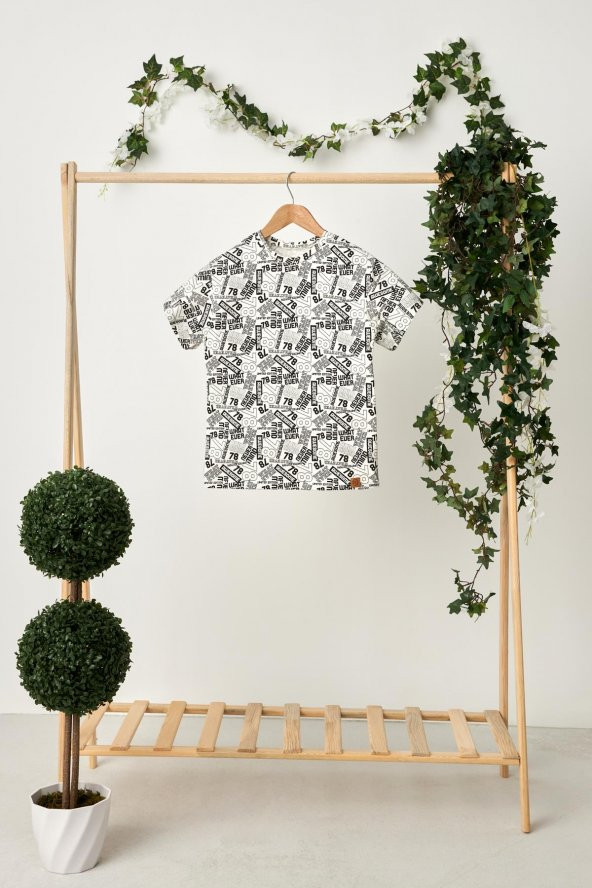 Beyaz Erkek Çocuk Kısa Kollu Desenli Bisiklet Yaka Terletmez, Yumuşak Rahat %100 Pamuklu Penye T-Shirt - 4
