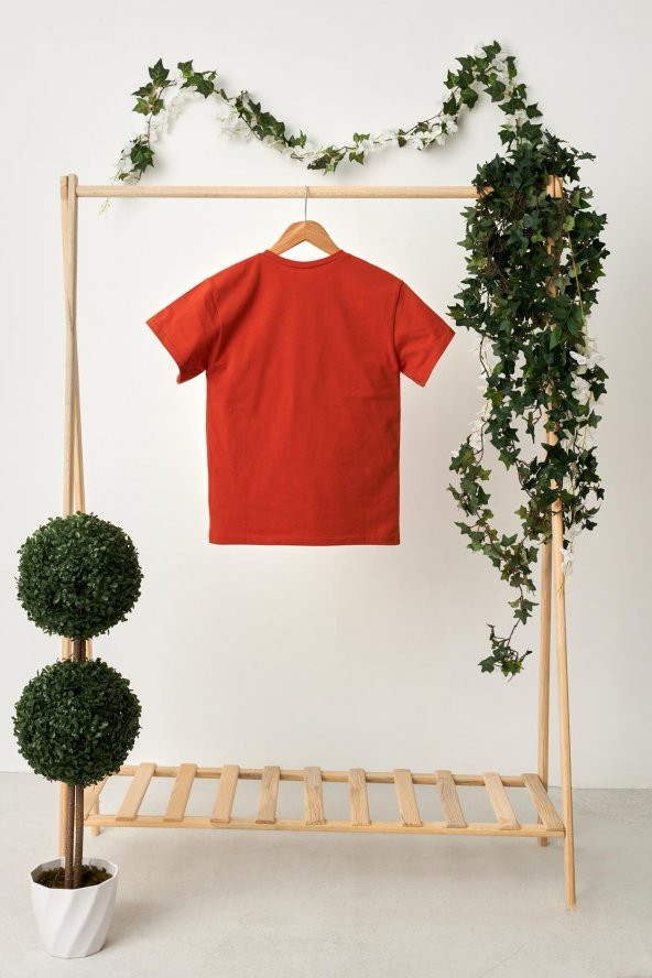 Kiremit Erkek Çocuk Kısa Kollu Bisiklet Yaka Terletmez, Yumuşak Rahat %100 Pamuklu Penye T-Shirt - 5