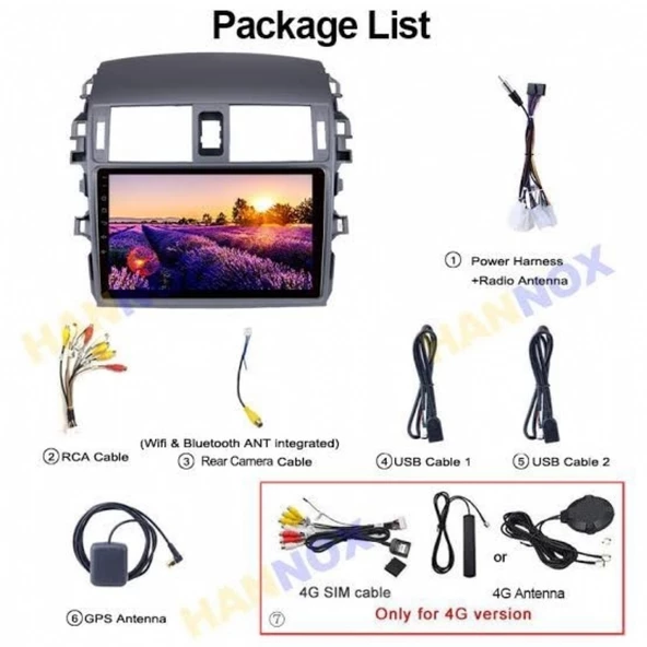 TOYOTA COROLLA 2007-2012 ANDROİD TEYP ÇERÇEVE (9 INCH) - SOKET - CANBUS