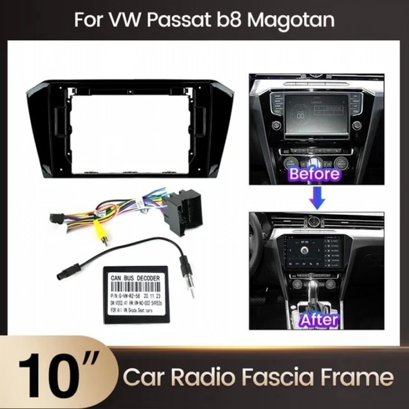 VOLKSWAGEN PASSAT B8 PİANO BLACK ANDROİD TEYP ÇERÇEVE (10 INCH) - SOKET - CANBUS - 5