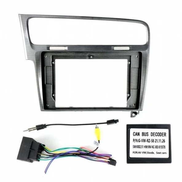 VOLKSWAGEN GOLF 7 PİANO BLACK ANDROİD TEYP ÇERÇEVE (10 INCH) - SOKET - CANBUS - 4