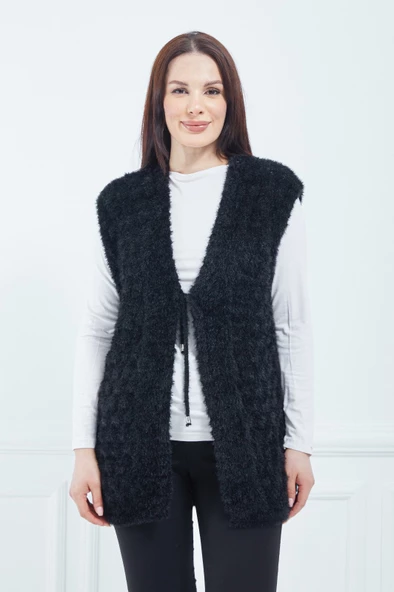 Kadın Siyah Yumoş Gelin Yelek - 7