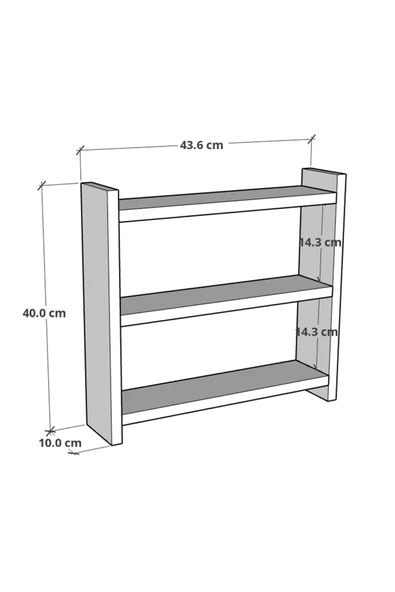 Tezgah Üstü Çok Amaçlı Baharatlık 3 Raflı Mutfak Rafı 40x10 cm Beyaz - 3