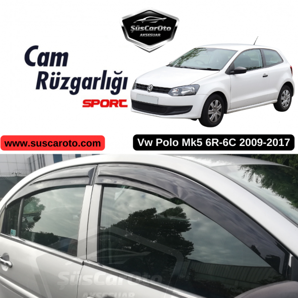 Vw Polo Mk5 6R-6C 2009-2017 Uyumlu Mugen Cam Rüzgarlığı Seti Piano Black 4lü İthal