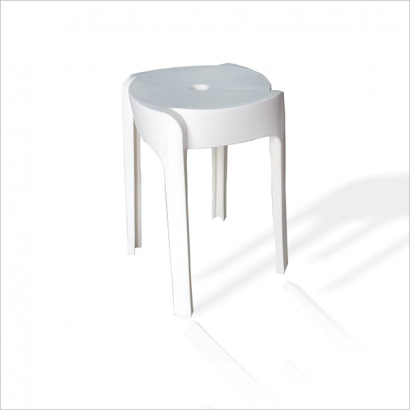 Beyaz Büyük Geniş Uzun Sağlam Sert Plastik Kırılmaz Hafif 45 Cm Banyo Balkon Bahçe Oturak Tabure Sandalye - Resim 2