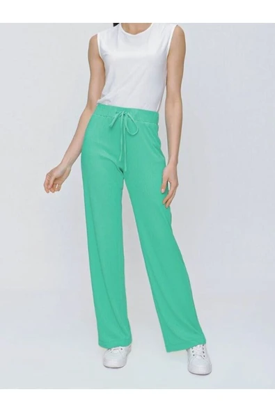 Kadın Penye Kaşkorse Esnek Bol Pantolon Bilek Hizası - 6