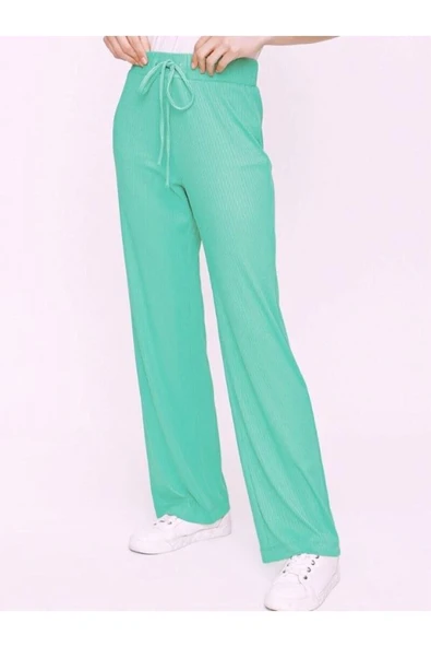 Kadın Penye Kaşkorse Esnek Bol Pantolon Bilek Hizası - 2