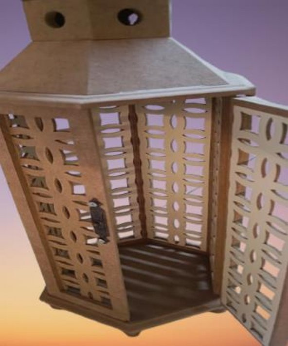 Hobi Adn 90232 Dekoratif Fenerlik MDF CNC HAM Kesim Klipsli Antik Menteşe El Yapı - 2