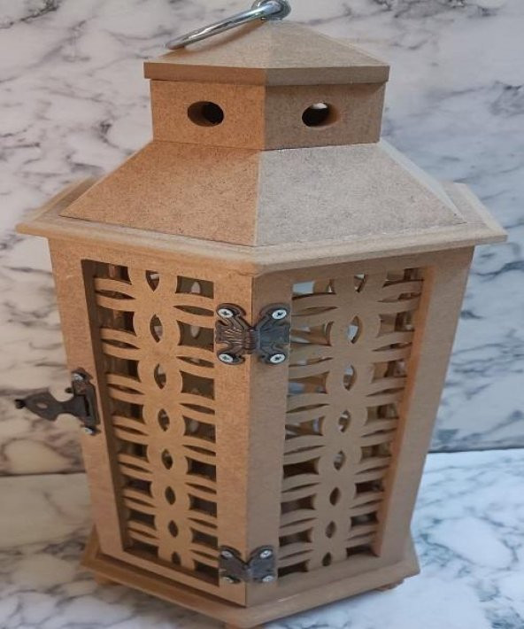 Hobi Adn 90232 Dekoratif Fenerlik MDF CNC HAM Kesim Klipsli Antik Menteşe El Yapı - 8