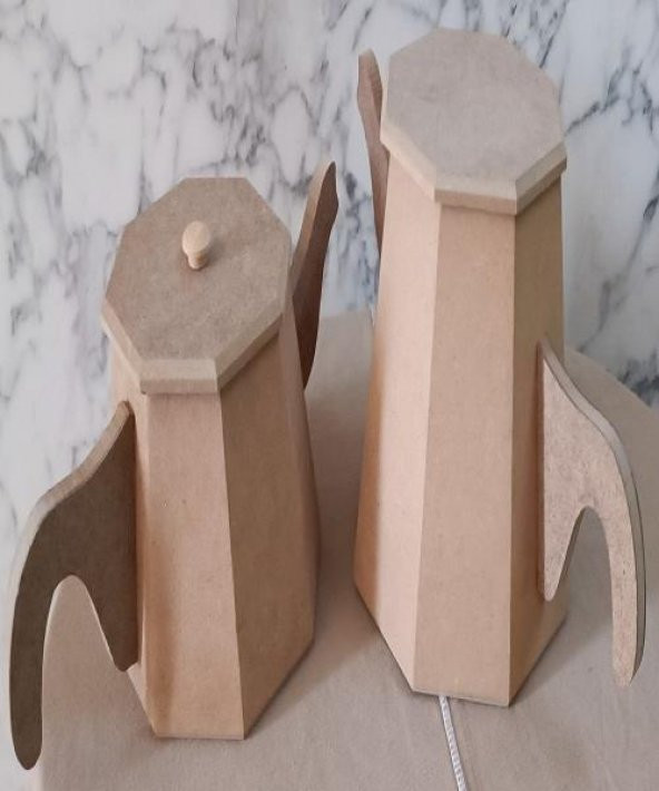 Hobi Adn 90229 Dekoratif Çaydanlık CNC Kesim Ahşap MDF HAM MODEL El Yapım - 6