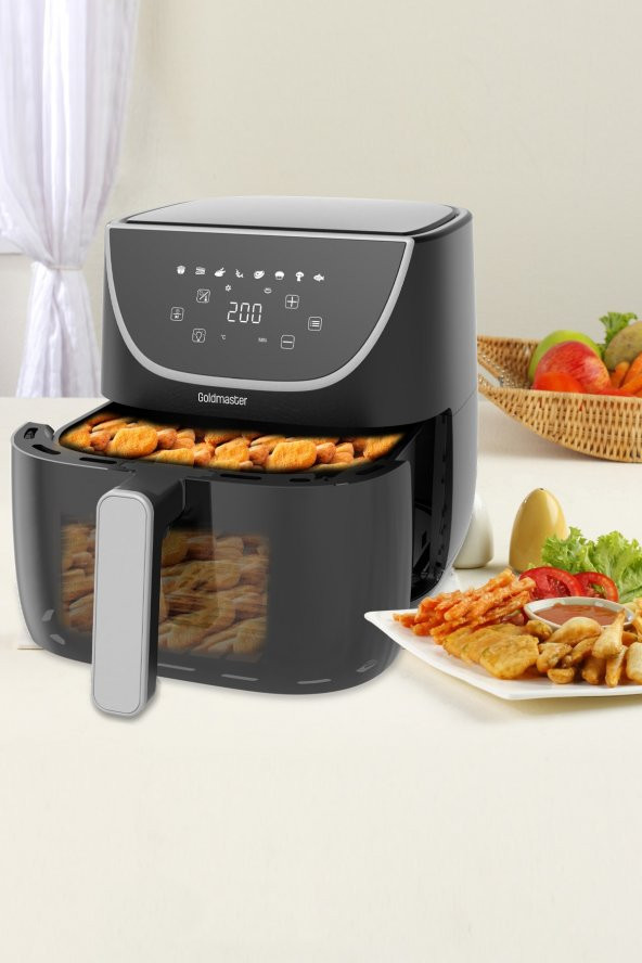 Gustofry 1700w Xl Dokunmatik 8 Ön Ayarlı Cam Kapaklı Hazne Aydınlatmalı Airfryer Sıcak Hava Fritözü - 3