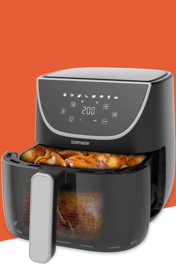 Gustofry 1700w Xl Dokunmatik 8 Ön Ayarlı Cam Kapaklı Hazne Aydınlatmalı Airfryer Sıcak Hava Fritözü - 5