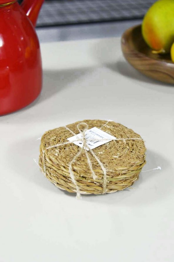 Hasır Yuvarlak Bardak Altı 10 Cm 6 Adet