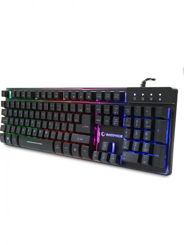 Rampage KM-RX9 Siyah USB Gökkuşağı Zemin Aydınlatmalı Croatian Layout Oyuncu Klavye Mouse Set - 4
