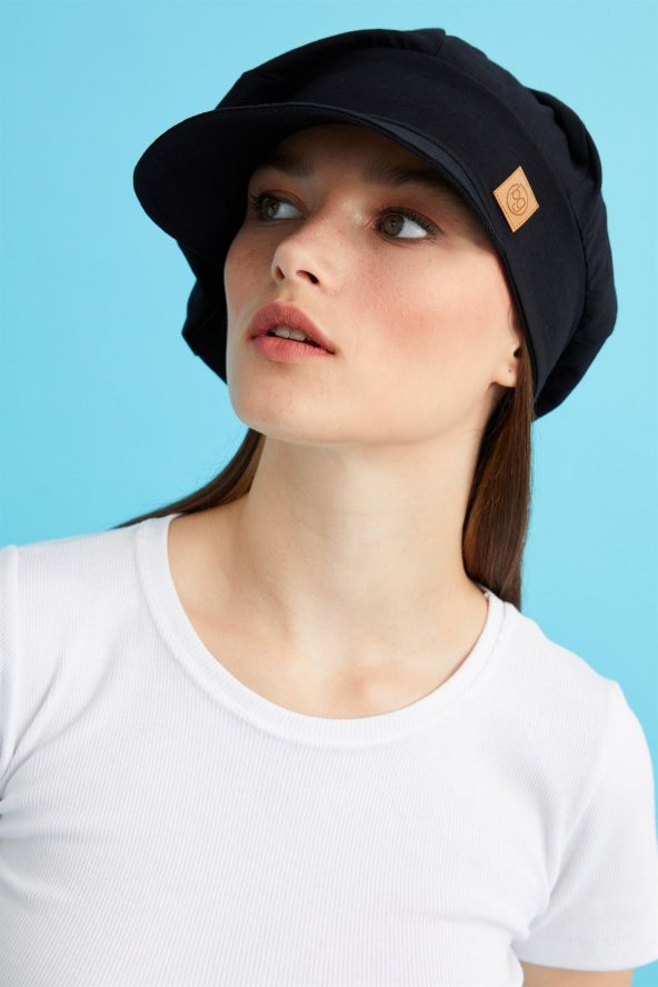 SİYAH Kadın 4 Mevsim Pamuklu, Ultra Yumuşak Hafif, Terletmez, Tarz, Trend Kasket Vizyerli Penye Şapka