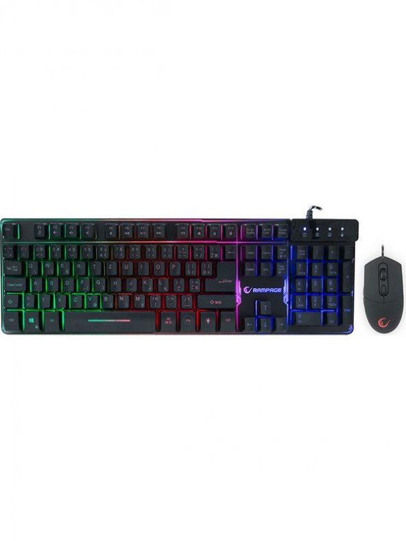 Rampage KM-RX9 Siyah USB Gökkuşağı Zemin Aydınlatmalı Croatian Layout Oyuncu Klavye Mouse Set - 5