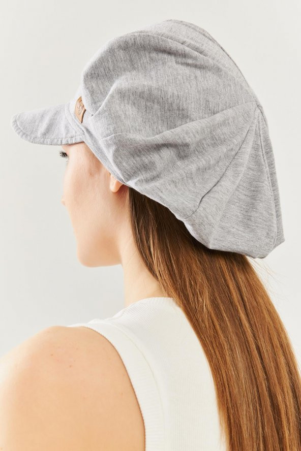 Gri Kadın 4 Mevsim Pamuklu, Ultra Yumuşak Hafif, Terletmez, Tarz, Trend Kasket Vizyerli Penye Şapka - 8