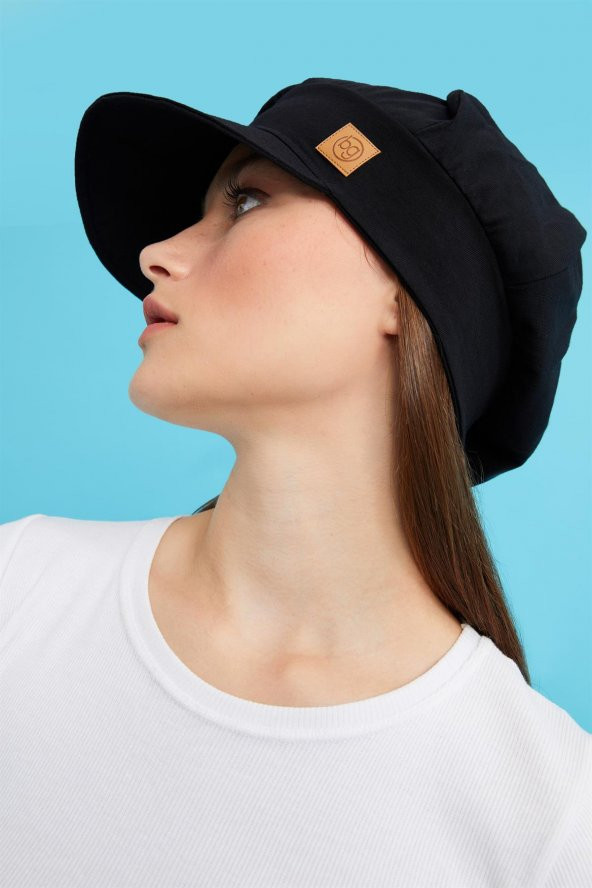 SİYAH Kadın 4 Mevsim Pamuklu, Ultra Yumuşak Hafif, Terletmez, Tarz, Trend Kasket Vizyerli Penye Şapka - 2