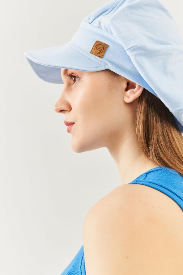 Bebe Mavi Kadın 4 Mevsim Pamuklu, Ultra Yumuşak Hafif, Terletmez, Tarz, Trend Kasket Vizyerli Penye Şapka - 7