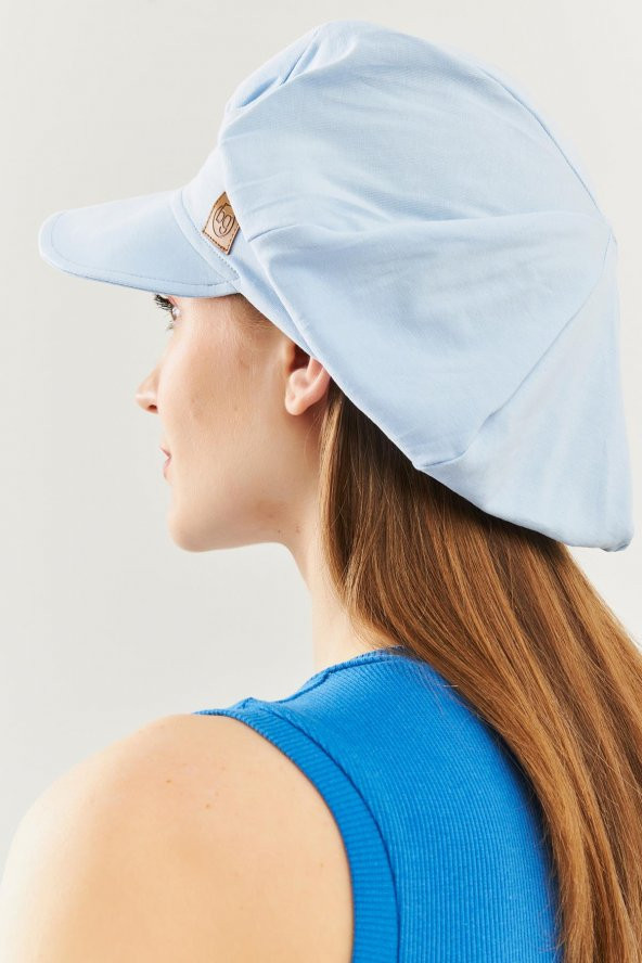 Bebe Mavi Kadın 4 Mevsim Pamuklu, Ultra Yumuşak Hafif, Terletmez, Tarz, Trend Kasket Vizyerli Penye Şapka - 8